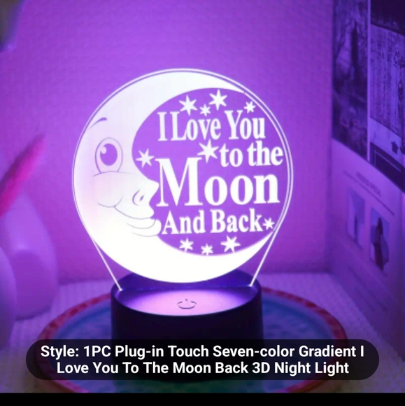 Touch sensitive 7 color love you to the moon and back 3D night light NIB - Picture 1 of 7